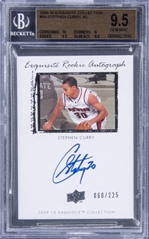 2009-10 UD "Exquisite Collection" Exquisite Rookie Autograph #64 Stephen Curry Signed Rookie Card (#060/225) - BGS GEM MINT 9.5/BGS 10